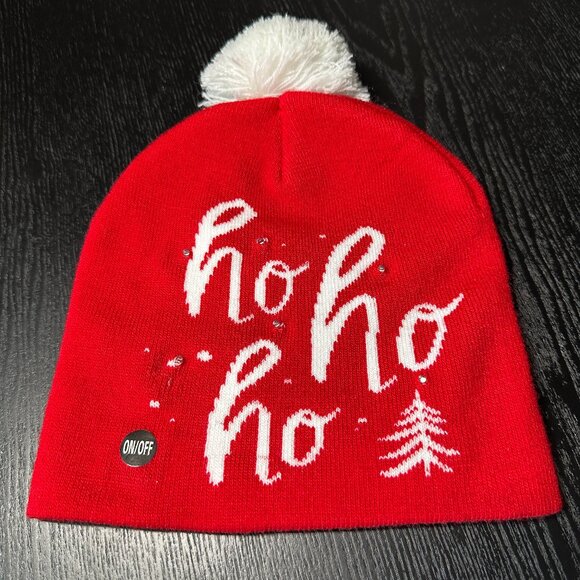 Lotsa Lites Christmas Beanie w/ Pom & Flashing Lights - 6 LED's - 3 Speeds - Picture 1 of 5